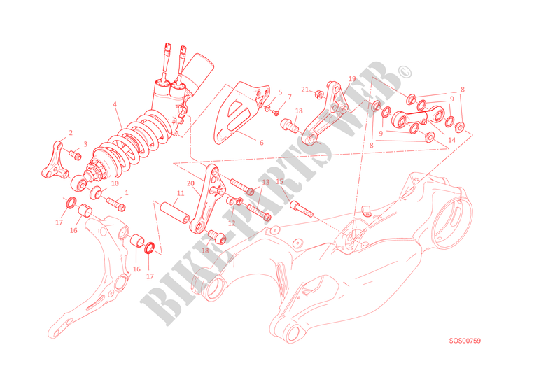 ACHTER SCHOKBREKER voor Ducati 1299 Panigale S 2015