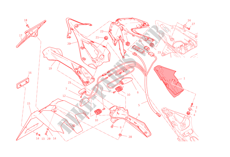 KENTEKENPLAAT HOUDER   ACHTERLICHT (AUS) voor Ducati 1299 Panigale S 2015