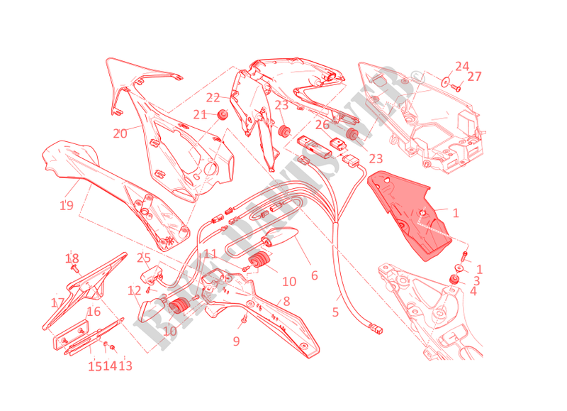 KENTEKENPLAAT HOUDER   ACHTERLICHT voor Ducati 1199 Panigale 2014