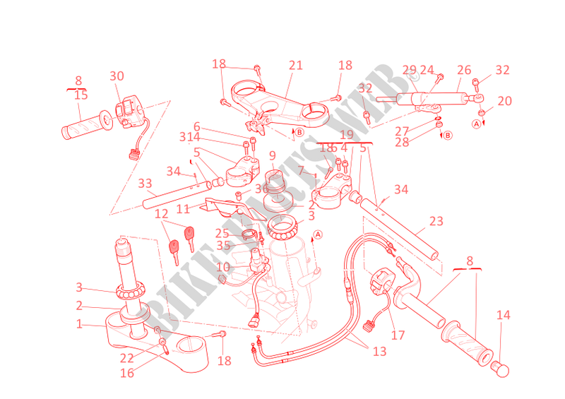 STUUR   VOOR SCHOKBREKER voor Ducati 1198 2009
