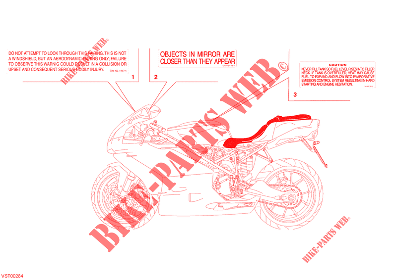WARNING LABEL (USA) voor Ducati 999 S 2004
