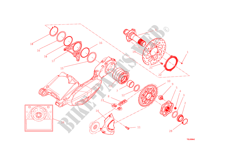 ACHTERWIEL NAAF voor Ducati Diavel 1200 2015