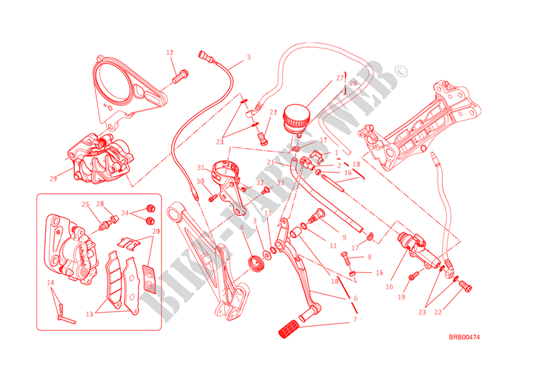 REM ACHTER SYSTEEM voor Ducati Diavel 1200 2015