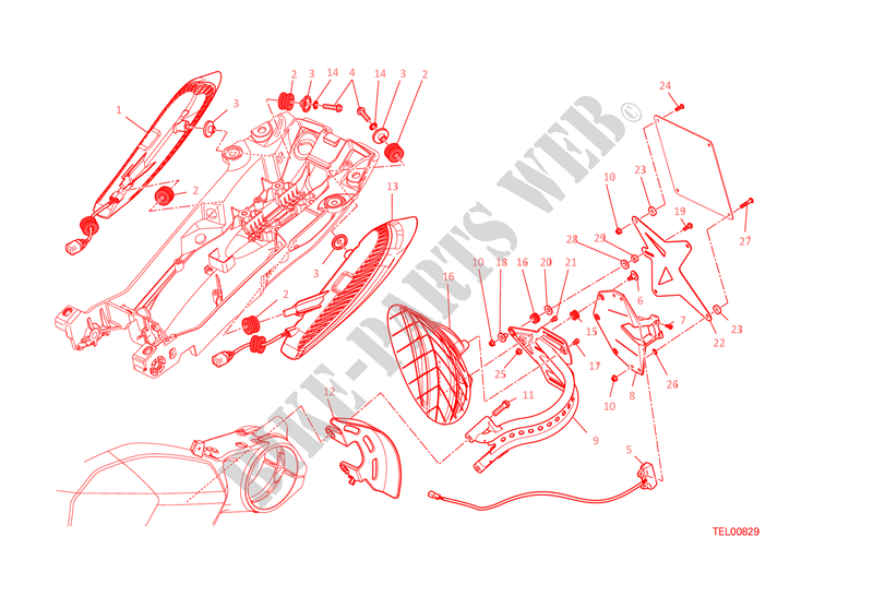 KENTEKENPLAAT HOUDER   ACHTERLICHT voor Ducati Diavel 1200 Carbon 2015