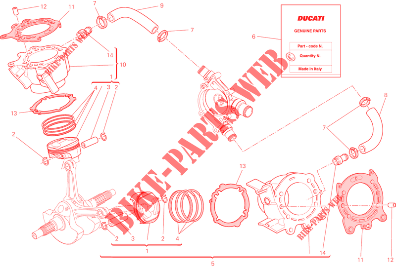 CILINDER   ZUIGER voor Ducati Diavel 1200 Carbon 2014