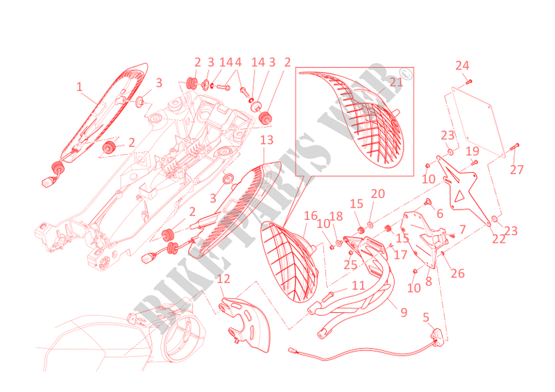 KENTEKENPLAAT HOUDER   ACHTERLICHT voor Ducati Diavel 2013