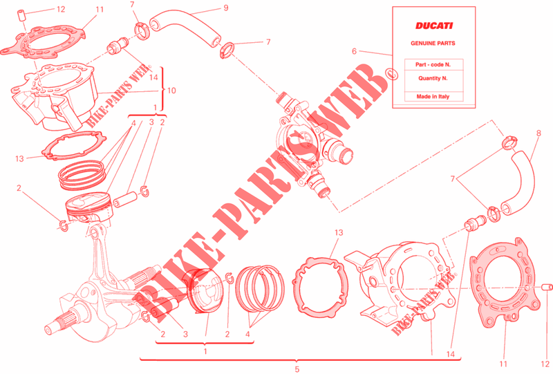 CILINDER   ZUIGER voor Ducati Diavel 1200 Cromo 2013