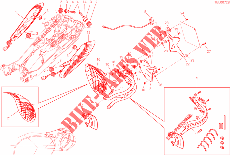 KENTEKENPLAAT HOUDER   ACHTERLICHT voor Ducati Diavel 1200 Cromo 2013
