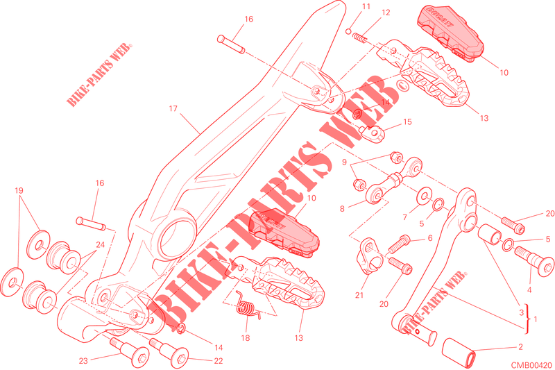 VOETSTEUN LINKS   SCHAKELPEDAAL voor Ducati Hypermotard 2013