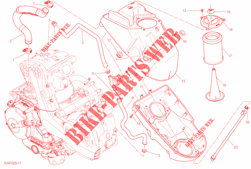 LUCHTFILTER HUIS   MOTORONTLUCHTING voor Ducati Monster 821 DARK 2015