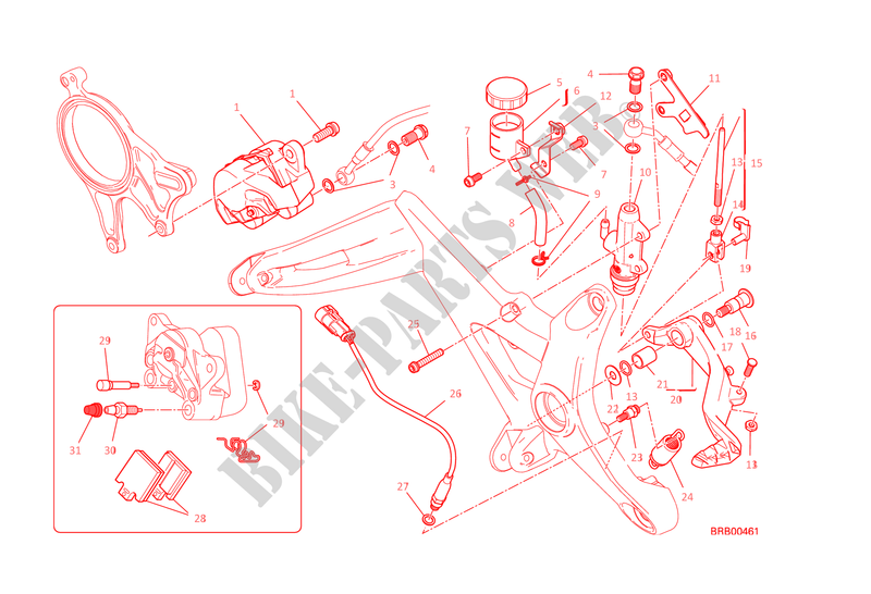 REM ACHTER SYSTEEM voor Ducati Monster 1200 S 2015