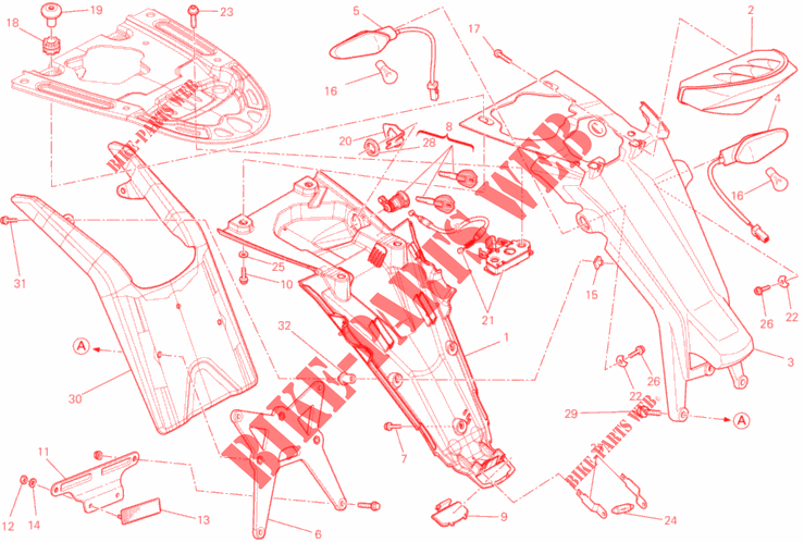 KENTEKENPLAAT HOUDER   ACHTERLICHT (AUS) voor Ducati Monster 796 2013