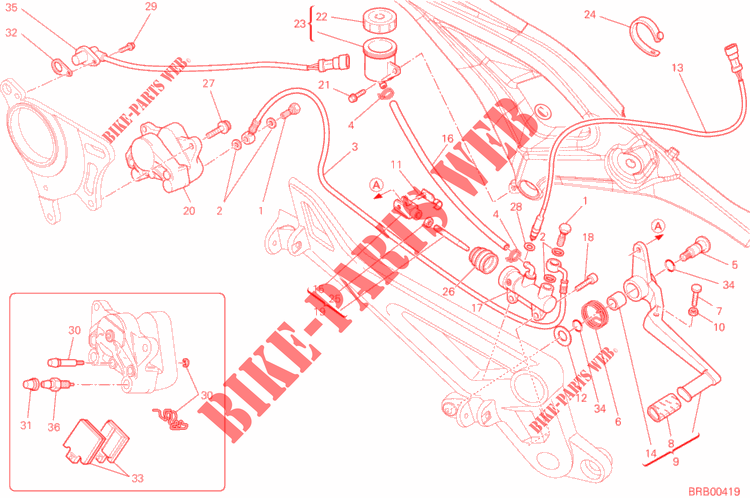 REM ACHTER SYSTEEM voor Ducati Monster 796 2013