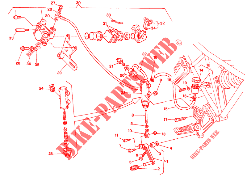 REM ACHTER SYSTEEM (FM 002305) voor Ducati 900 SS 1992