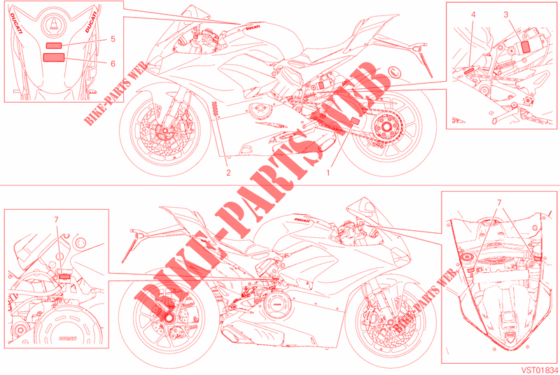 WARNING LABEL voor Ducati Panigale 1100 V4 2019