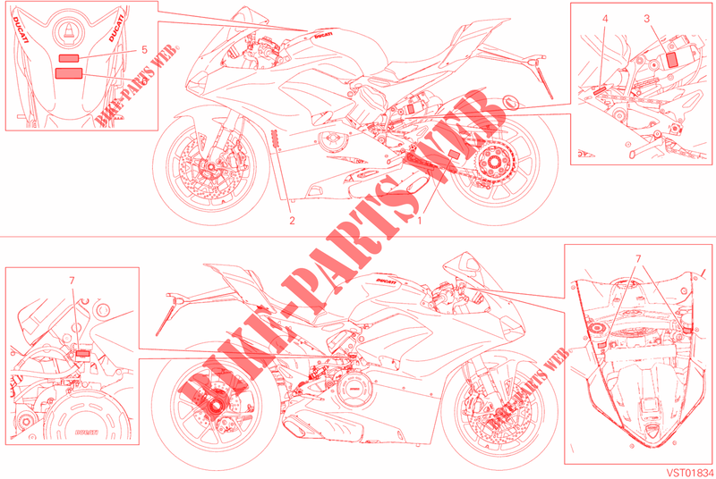 WARNING LABEL voor Ducati Panigale 1100 V4 S 2019