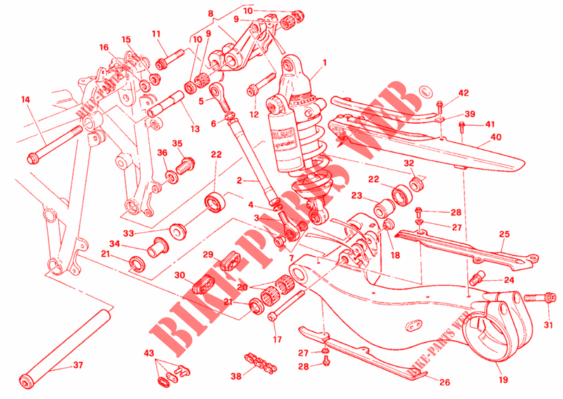 ACHTER SCHOKBREKER voor Ducati 916 R 1997