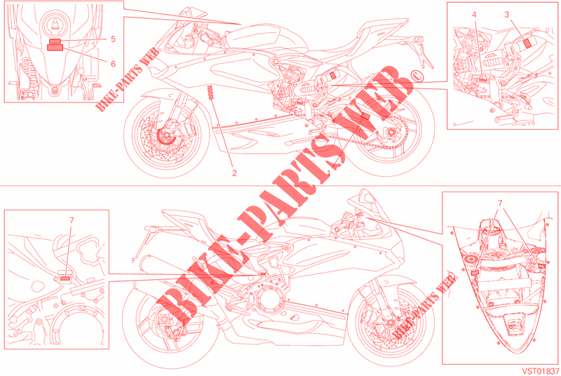 WARNING LABEL voor Ducati Panigale 959 Corse 2019
