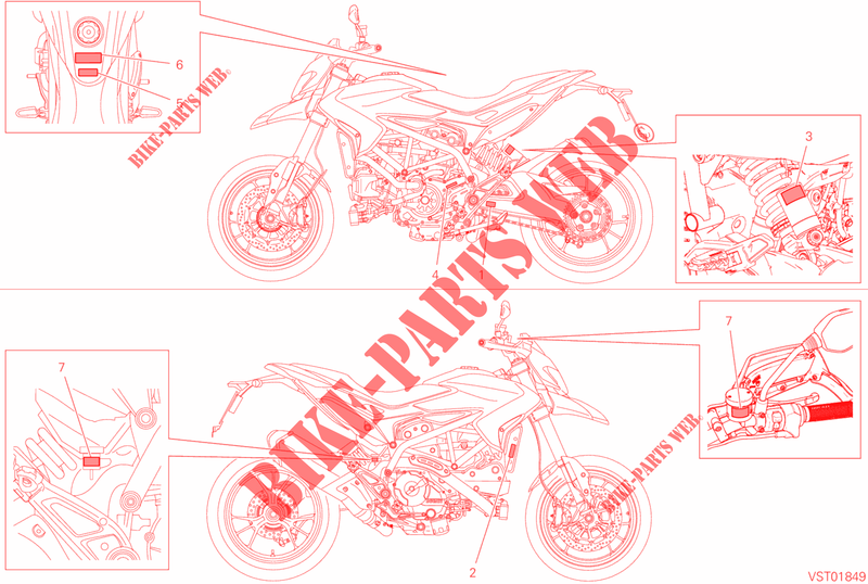 WARNING LABEL voor Ducati Hypermotard 939 SP 2018
