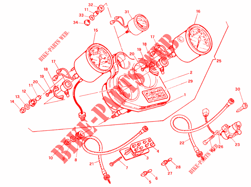 TELLERSET COMPLEETR (DM 016056>) voor Ducati 900 SS 1996