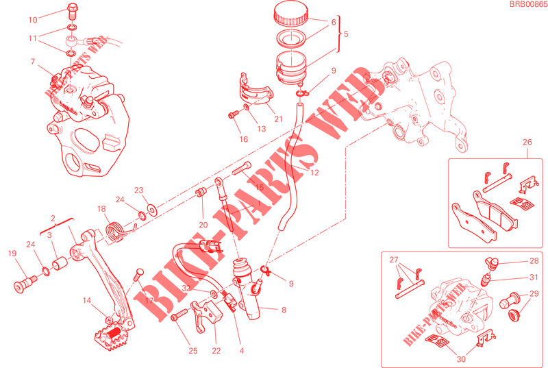 REM ACHTER SYSTEEM voor Ducati Multistrada V4 Rally Travel Radar 2023