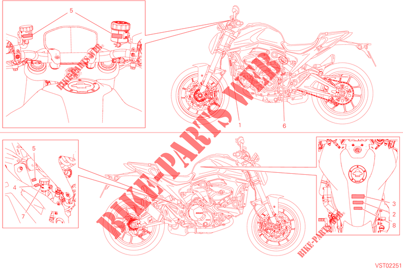 WARNING LABEL voor Ducati Monster 2023